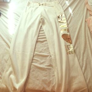 White Victoria’s Secret sweat pants